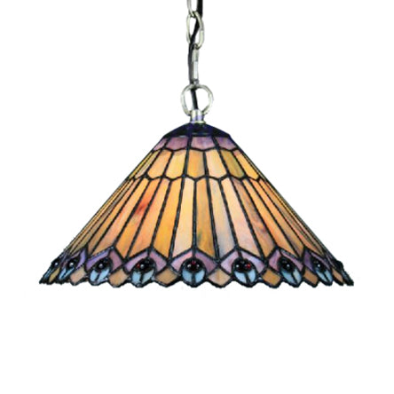 Tiffany Conical Suspension Lighting 1 Bulb Green Stained Art Glass Pendant Light Kit Green Clearhalo 'Ceiling Lights' 'Industrial' 'Middle Century Pendants' 'Pendant Lights' 'Pendants' 'Tiffany close to ceiling' 'Tiffany Pendants' 'Tiffany' Lighting' 100245