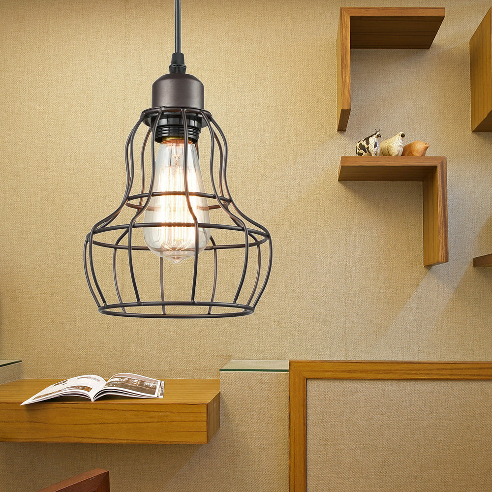 Bronze 1 Light Hanging Light Industrial Metal Wire Cage Pendant Lamp Fixture for Bedroom Bronze Clearhalo 'Art Deco Pendants' 'Cast Iron' 'Ceiling Lights' 'Ceramic' 'Crystal' 'Industrial Pendants' 'Industrial' 'Metal' 'Middle Century Pendants' 'Pendant Lights' 'Pendants' 'Tiffany' Lighting' 102886