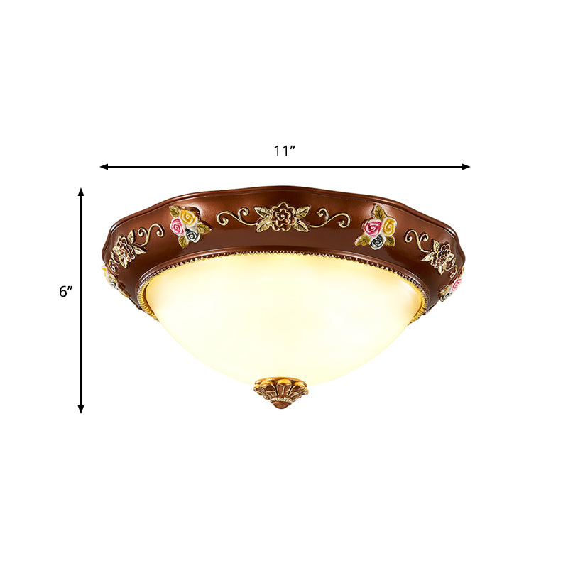 Tapered Bedroom Flush Mount Lamp Vintage Resin 3-Light 11