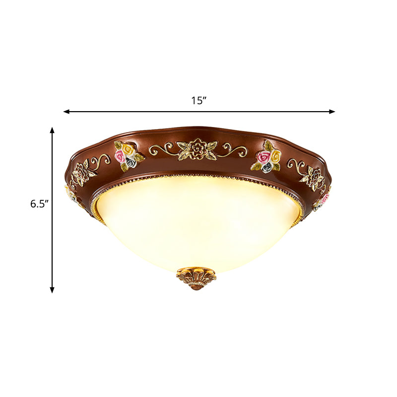 Tapered Bedroom Flush Mount Lamp Vintage Resin 3-Light 11