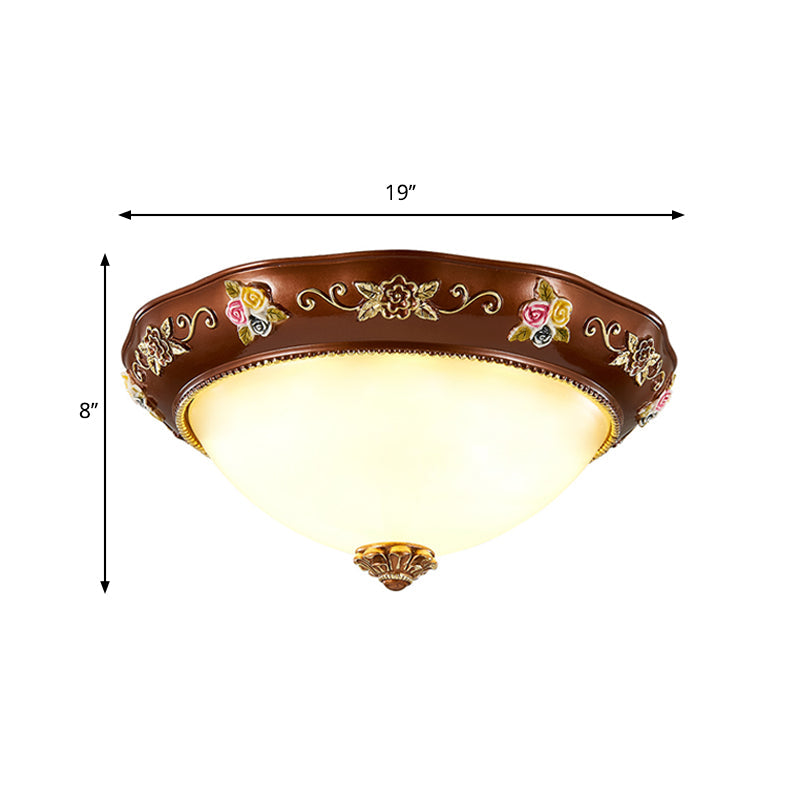 Tapered Bedroom Flush Mount Lamp Vintage Resin 3-Light 11