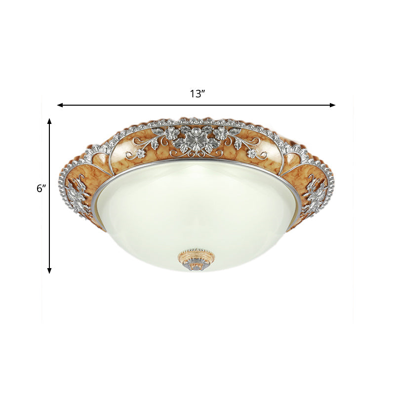 Tan 2 Heads Ceiling Fixture Minimalist Resin Bowl-Like Flush Mount Lighting for Bedroom Clearhalo 'Ceiling Lights' 'Close To Ceiling Lights' 'Close to ceiling' 'Flush mount' Lighting' 1030548