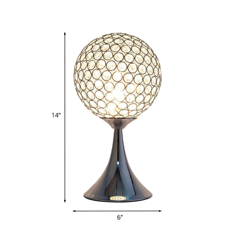 Crystal Embedded Ball Desk Light Modernism Single Chrome Finish Night Table Lamp for Bedroom Clearhalo 'Lamps' 'Table Lamps' Lighting' 1031142