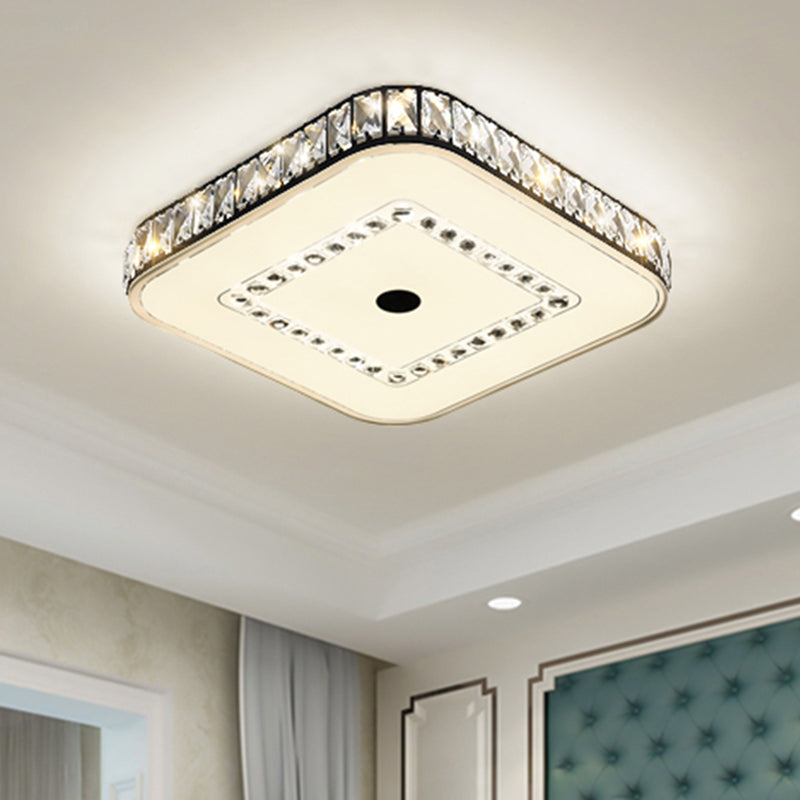 Square Living Room Flush Ceiling Light Modern Rectangle-Cut Crystal LED Black Lighting Fixture Clearhalo 'Ceiling Lights' 'Close To Ceiling Lights' 'Close to ceiling' 'Flush mount' Lighting' 1032041