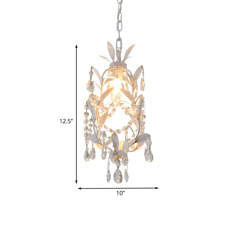 Leaves Ceiling Hang Fixture Modernism 1 Bulb Crystal Drip Suspension Pendant in White Clearhalo 'Ceiling Lights' 'Modern Pendants' 'Modern' 'Pendant Lights' 'Pendants' Lighting' 1032158