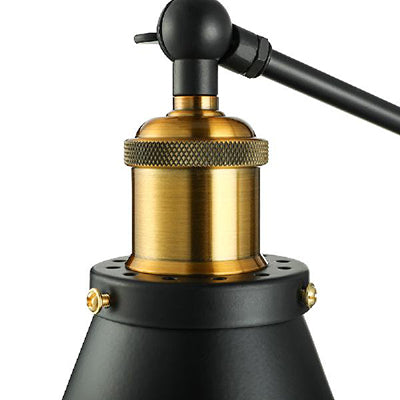 Rotatable Cone Metal Plug In Sconce Lamp with Plug-In Cord Industrial Style 1 Head Bedroom Wall Light in Black Clearhalo 'Art deco wall lights' 'Cast Iron' 'Glass' 'Industrial wall lights' 'Industrial' 'Middle century wall lights' 'Modern' 'Rustic wall lights' 'Tiffany' 'Traditional wall lights' 'Wall Lamps & Sconces' 'Wall Lights' Lighting' 103285