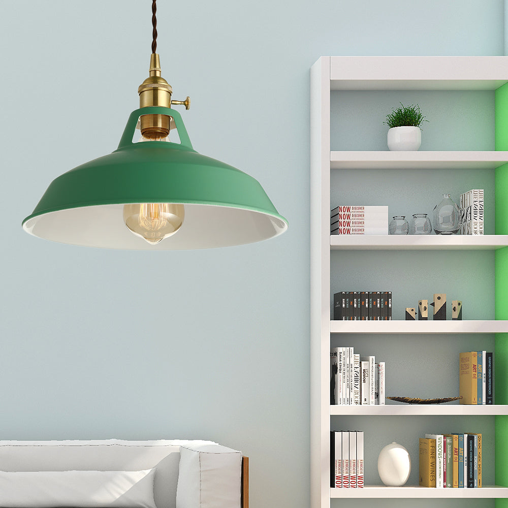 Green Barn Ceiling Light Industrial Stylish Metal 1 Light Living Room Pendant Lamp with Plug-In Cord Green Clearhalo 'Art Deco Pendants' 'Cast Iron' 'Ceiling Lights' 'Ceramic' 'Crystal' 'Industrial Pendants' 'Industrial' 'Metal' 'Middle Century Pendants' 'Pendant Lights' 'Pendants' 'Tiffany' Lighting' 103326