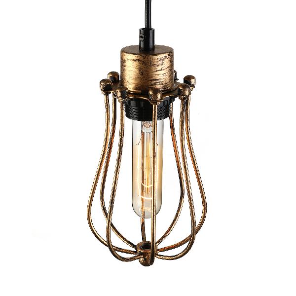 Metal Antique Brass Pendant Light Bulb Cage Shade 1 Light Farmhouse Stylish Hanging Lamp Fixture Clearhalo 'Art Deco Pendants' 'Cast Iron' 'Ceiling Lights' 'Ceramic' 'Crystal' 'Industrial Pendants' 'Industrial' 'Metal' 'Middle Century Pendants' 'Pendant Lights' 'Pendants' 'Tiffany' Lighting' 103365