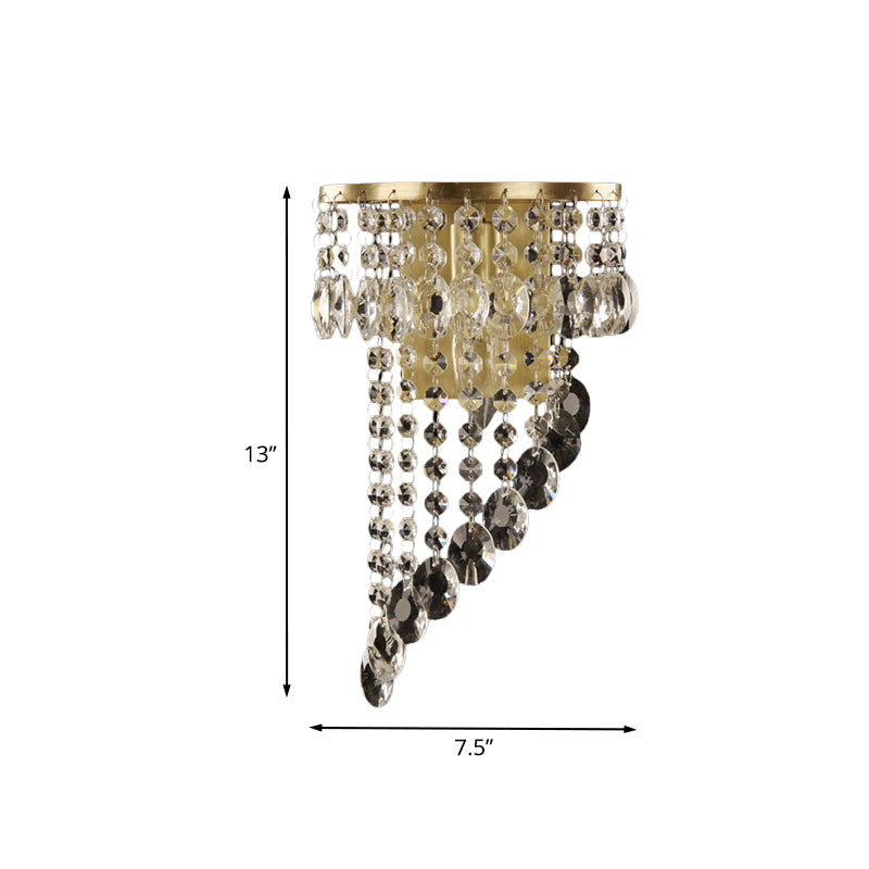 Swirling Crystal Chain Wall Mounted Light Fixture Minimalist Corridor Sconce in Brass Clearhalo 'Modern wall lights' 'Modern' 'Wall Lamps & Sconces' 'Wall Lights' Lighting' 1034016