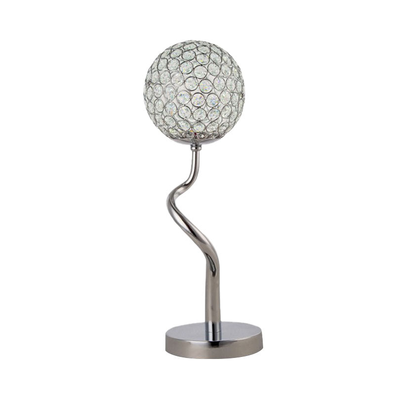 Chrome Globe Nights and Lamp Contemporary Inserted Crystal LED Bedroom Table Light Clearhalo 'Lamps' 'Table Lamps' Lighting' 1034039
