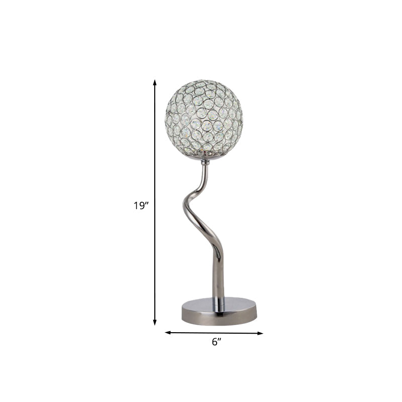 Chrome Globe Nights and Lamp Contemporary Inserted Crystal LED Bedroom Table Light Clearhalo 'Lamps' 'Table Lamps' Lighting' 1034040
