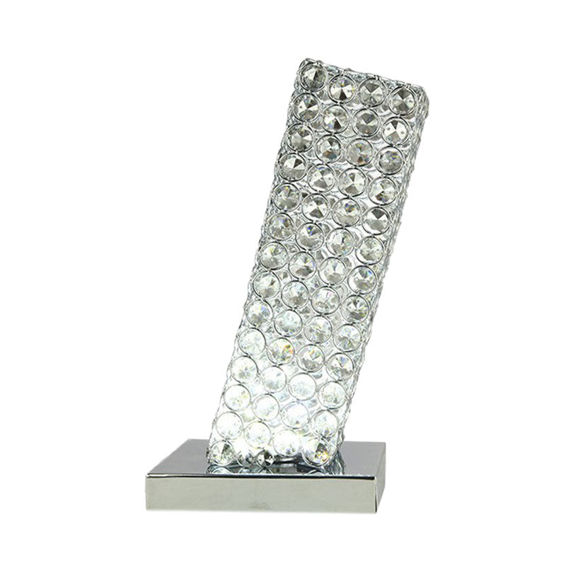 Simple Slanting Cuboid Table Light Inserted Crystal LED Night Table Lamp in Chrome Clearhalo 'Lamps' 'Table Lamps' Lighting' 1034047