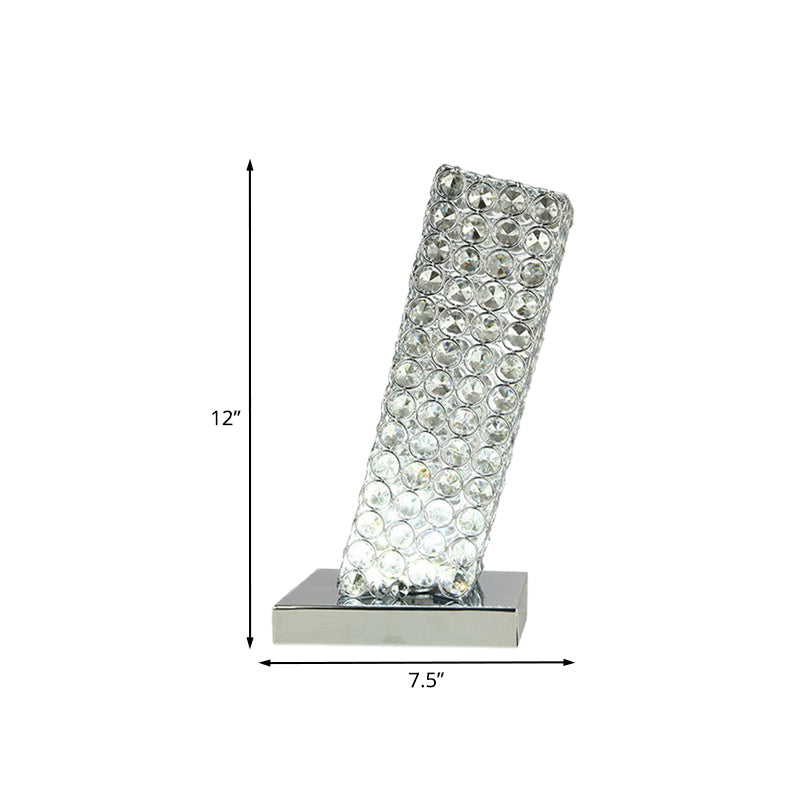 Simple Slanting Cuboid Table Light Inserted Crystal LED Night Table Lamp in Chrome Clearhalo 'Lamps' 'Table Lamps' Lighting' 1034048
