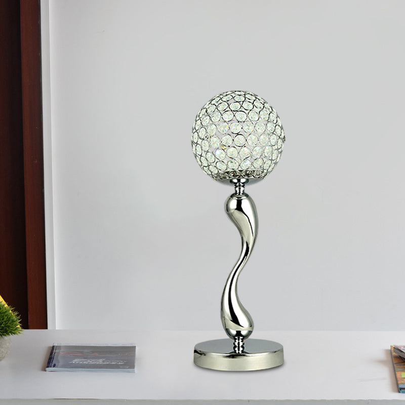 Sphere Study Room Table Light Contemporary Inserted Crystal LED Chrome Nightstand Lamp Clearhalo 'Lamps' 'Table Lamps' Lighting' 1034066
