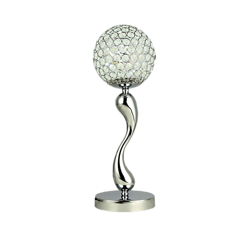 Sphere Study Room Table Light Contemporary Inserted Crystal LED Chrome Nightstand Lamp Clearhalo 'Lamps' 'Table Lamps' Lighting' 1034067