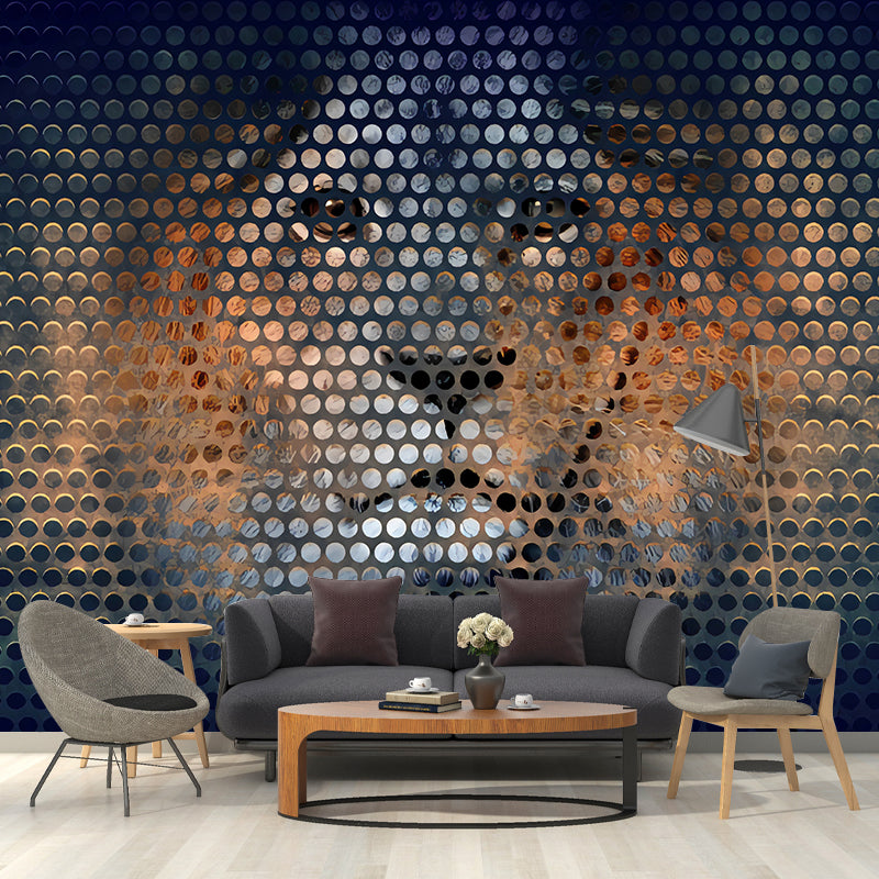 Orange and Black Minimalist Mural Wallpaper Custom-Printed Lion Head Wall Covering for Accent Wall Orange-Black Clearhalo 'Wall Decor' 'Wall Mural' 1036134