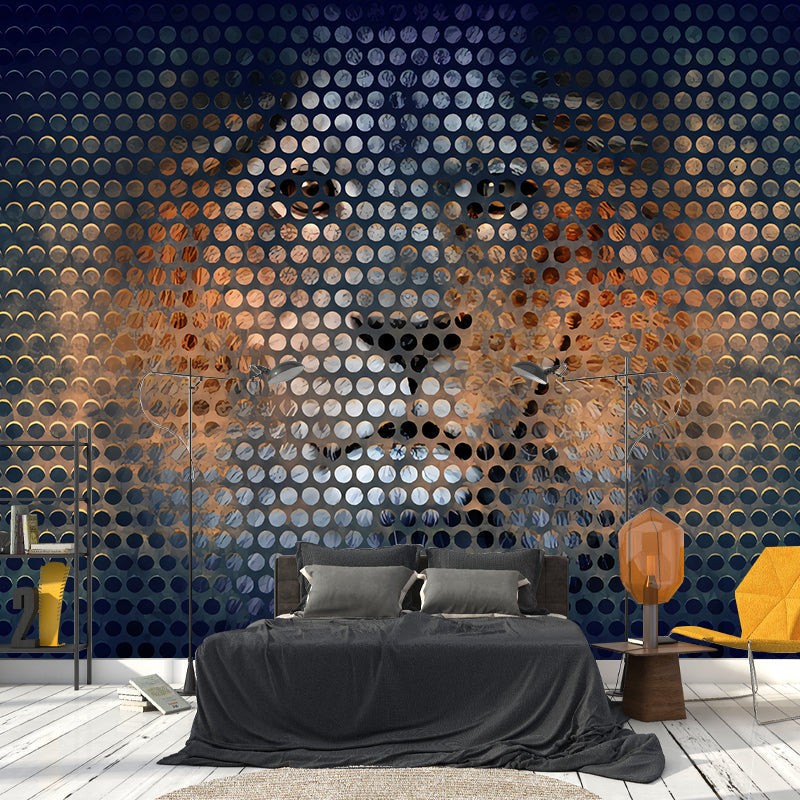 Orange and Black Minimalist Mural Wallpaper Custom-Printed Lion Head Wall Covering for Accent Wall Clearhalo 'Wall Decor' 'Wall Mural' 1036135