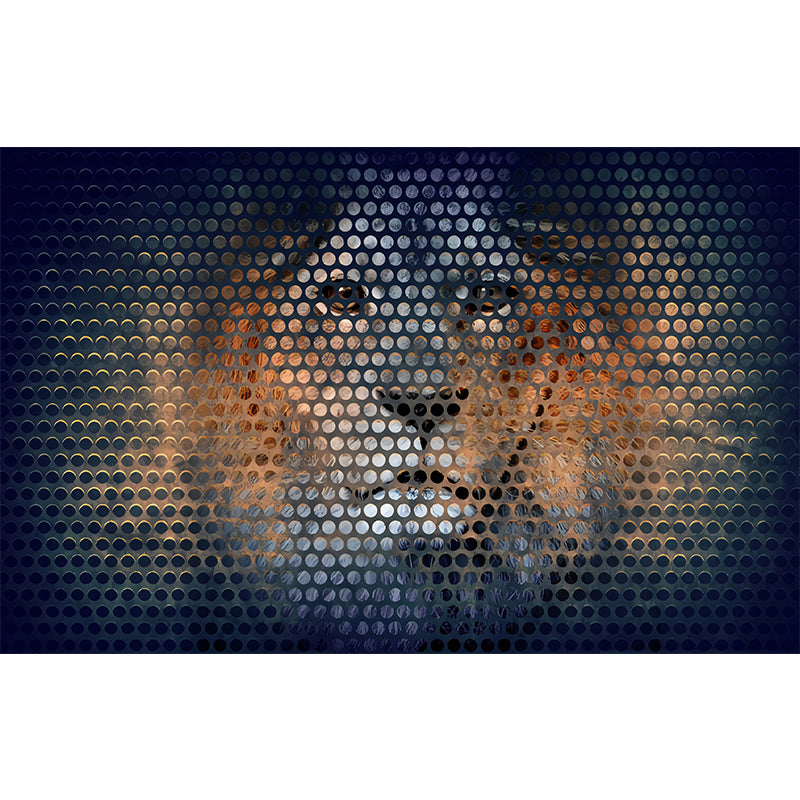 Orange and Black Minimalist Mural Wallpaper Custom-Printed Lion Head Wall Covering for Accent Wall Clearhalo 'Wall Decor' 'Wall Mural' 1036137