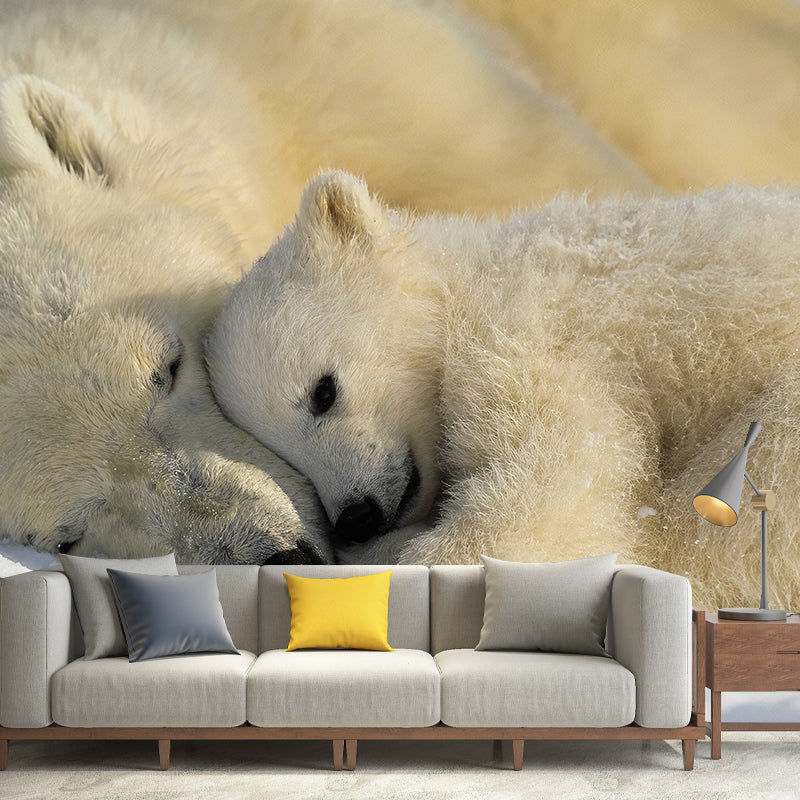 Waterproofing Polar Bear Wall Decor Personalized Size Simple Wall Mural for Living Room Brown Clearhalo 'Wall Decor' 'Wall Mural' 1036139
