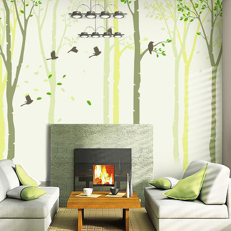 Full Size Tree Wall Mural in Green and Yellow Non-Woven Material Wall Covering for Home Decor, Made to Measure Yellow-Green Clearhalo 'Wall Decor' 'Wall Mural' 1036160