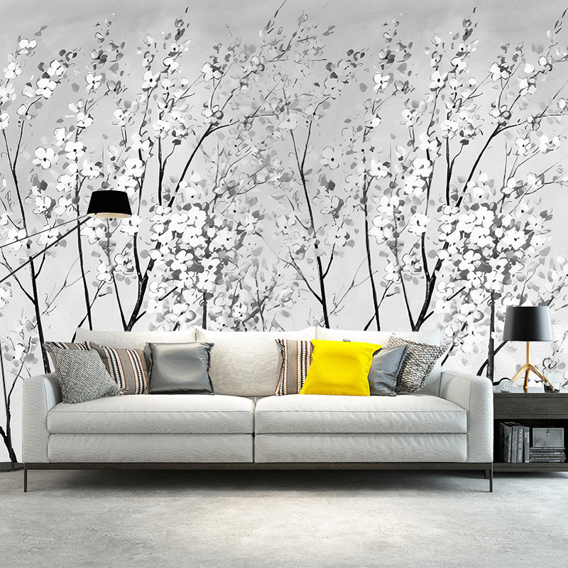 Big Photography Sakura Blossoms Mural Wallpaper Guest Room Decorative Wall Art in Soft Color, Made to Measure Clearhalo 'Wall Decor' 'Wall Mural' 1036202