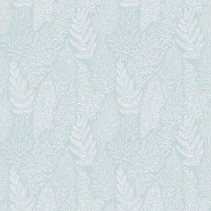 Simple Leaves Texture Mural Wallpaper for Dining Room Decoration, Pastel Blue, Custom-Printed Clearhalo 'Wall Decor' 'Wall Mural' 1036265