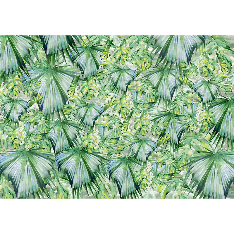 Green Contemporary Mural Wallpaper Custom-Printed Jungle Leaves Wall Decor for Accent Wall Clearhalo 'Wall Decor' 'Wall Mural' 1036399