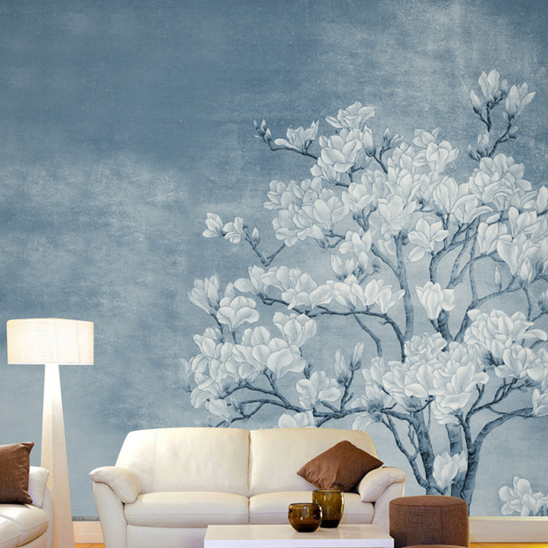 Decorative Blossoms and Tree Mural for Dining Room Decor Contemporary Wall Art, Custom-Made Clearhalo 'Wall Decor' 'Wall Mural' 1036407