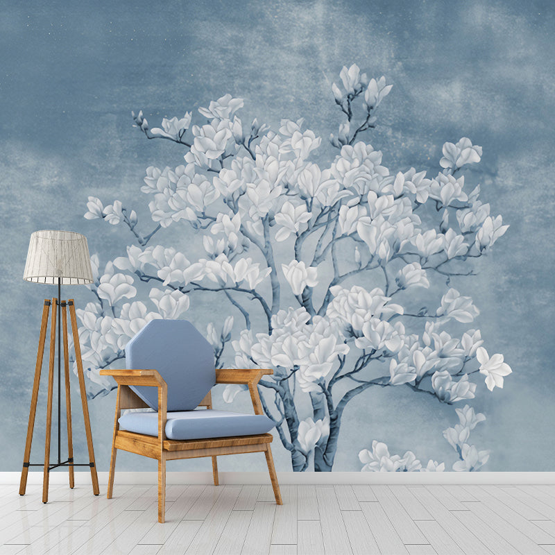 Decorative Blossoms and Tree Mural for Dining Room Decor Contemporary Wall Art, Custom-Made Clearhalo 'Wall Decor' 'Wall Mural' 1036408