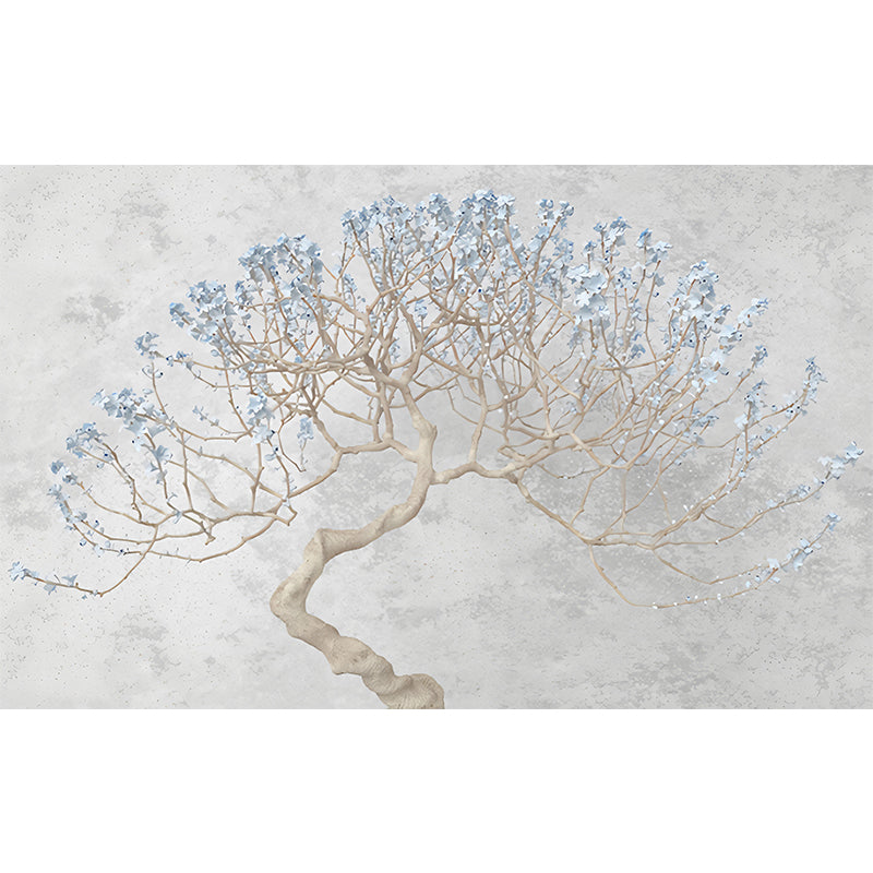 Blue Watercolors of Tree Mural Wallpaper Water-Resistant Wall Covering for Accent Wall Clearhalo 'Wall Decor' 'Wall Mural' 1036429