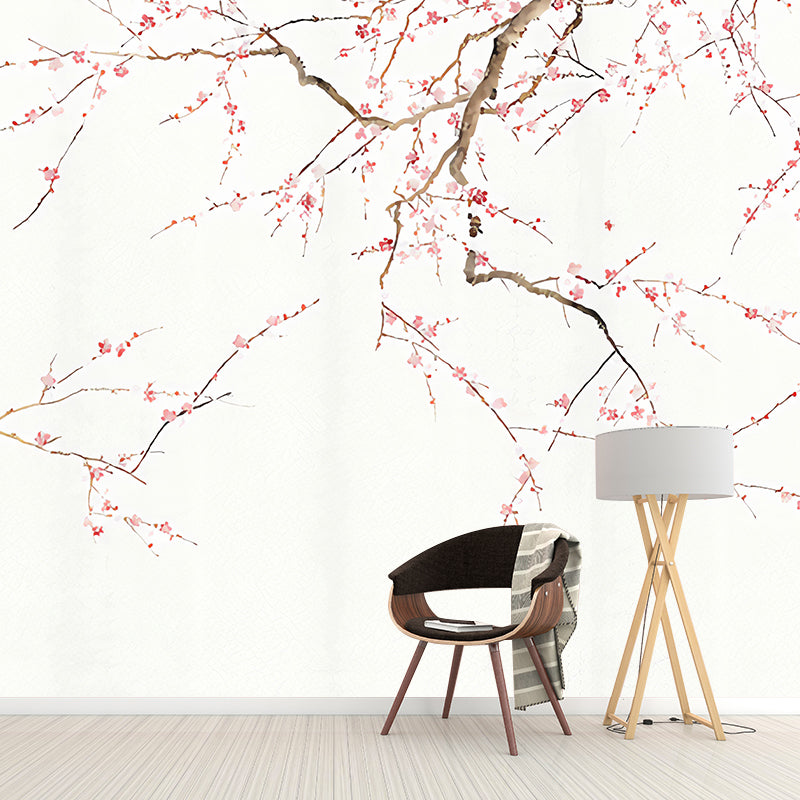 Photo Style Plum Blossoms Mural Full Size Wall Covering for Girl's Bedroom, Made to Measure Clearhalo 'Wall Decor' 'Wall Mural' 1036440