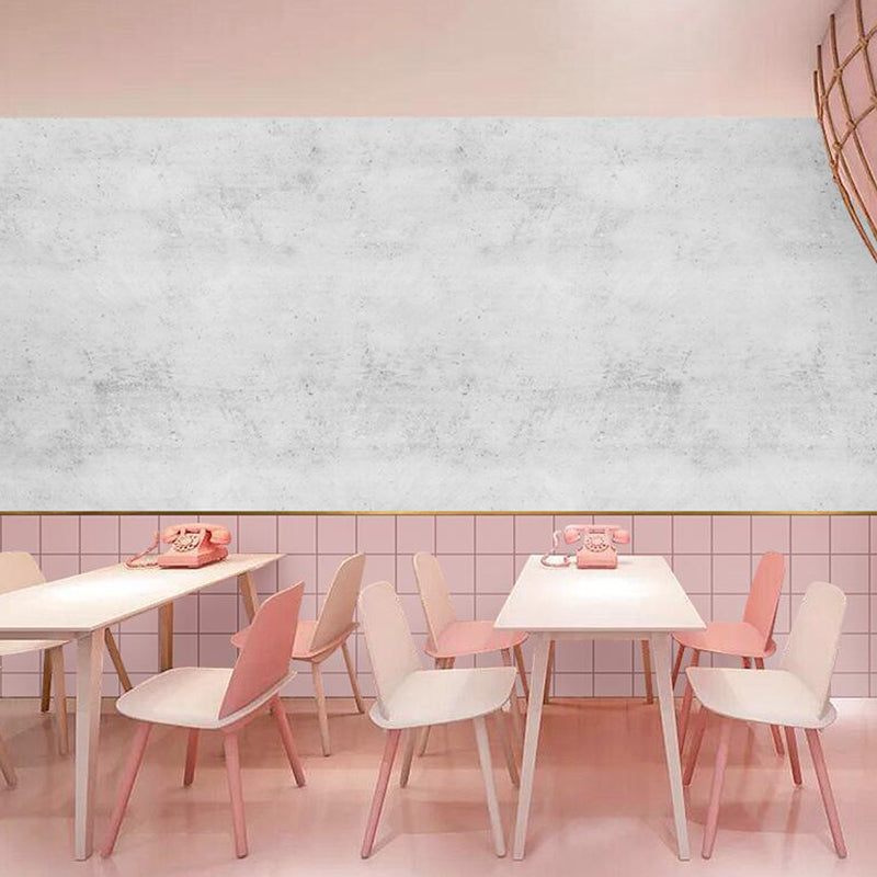 Pink and Grey Minimalist Mural Custom-Printed Marble Effect and Mosaic Wall Art for Coffee Shop Gray-Pink Clearhalo 'Wall Decor' 'Wall Mural' 1036470