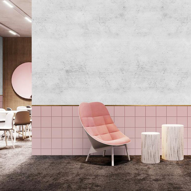 Pink and Grey Minimalist Mural Custom-Printed Marble Effect and Mosaic Wall Art for Coffee Shop Clearhalo 'Wall Decor' 'Wall Mural' 1036471