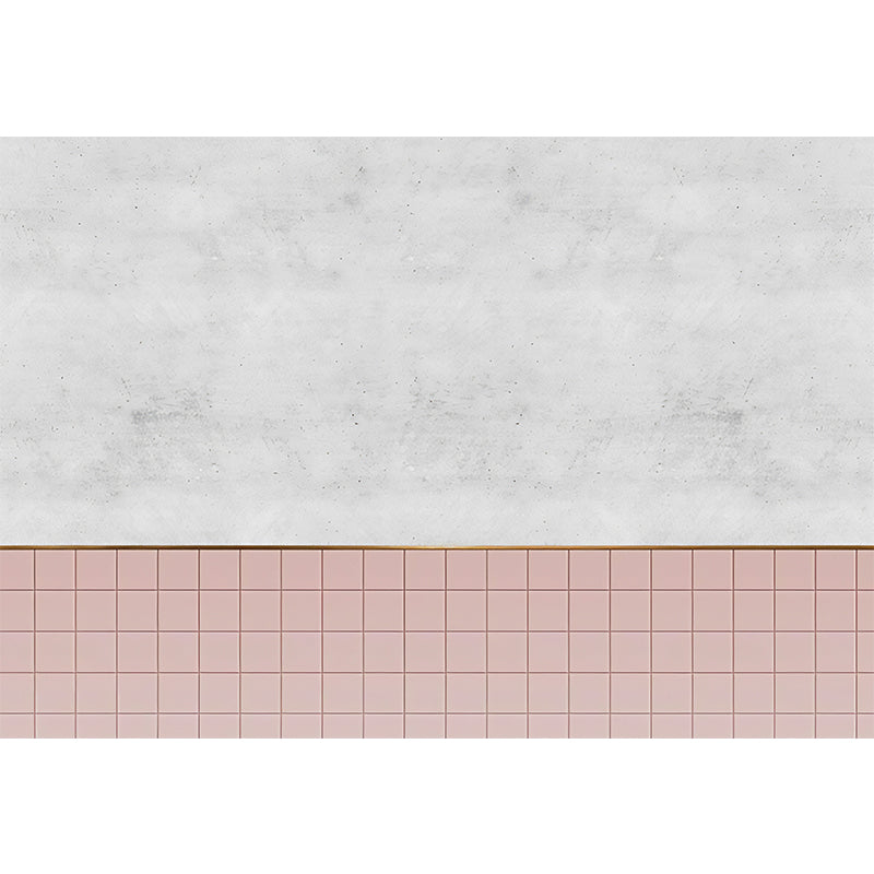 Pink and Grey Minimalist Mural Custom-Printed Marble Effect and Mosaic Wall Art for Coffee Shop Clearhalo 'Wall Decor' 'Wall Mural' 1036473