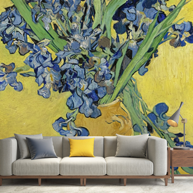 Stain-Resistant Wall Mural Non-Woven Fabric Classic Wall Covering for Guest Room in Yellow and Blue Clearhalo 'Wall Decor' 'Wall Mural' 1036542