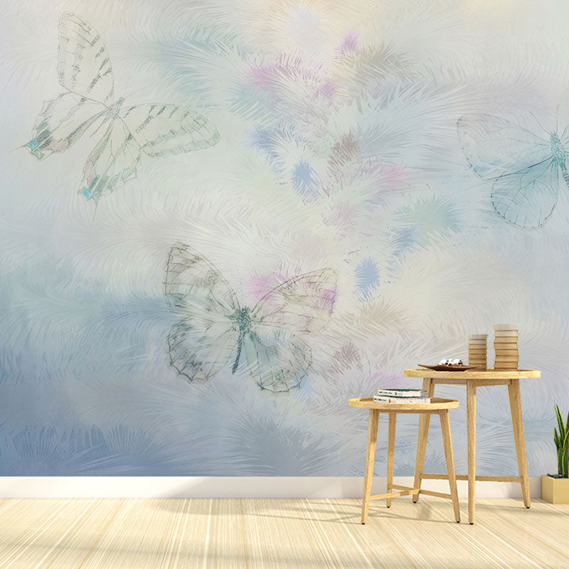 Full Size Butterfly Wall Art in Blue Non-Woven Material for Home Decor, Custom-Printed Clearhalo 'Wall Decor' 'Wall Mural' 1036558