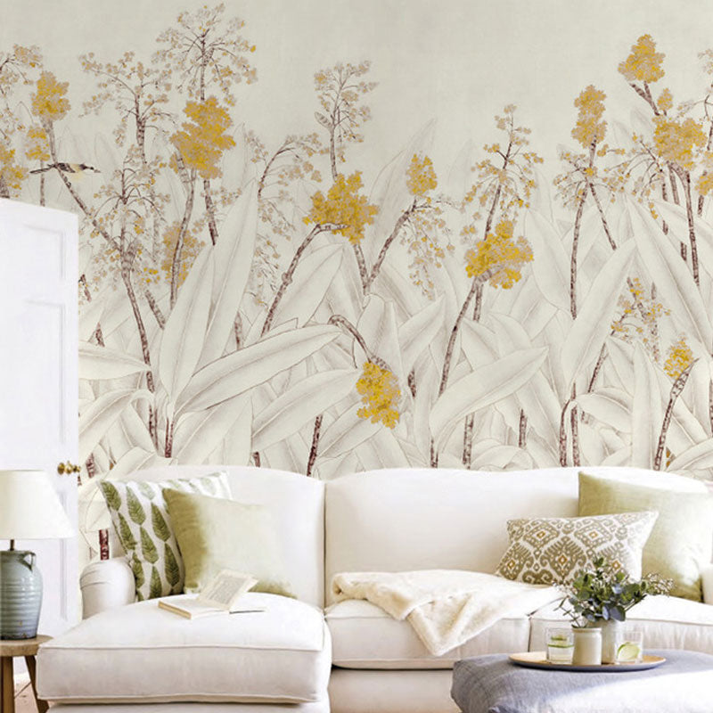 Illustration Bird and Flower Mural Wallpaper Custom-Made Wall Covering for Accent Wall, Made to Measure Clearhalo 'Wall Decor' 'Wall Mural' 1036817