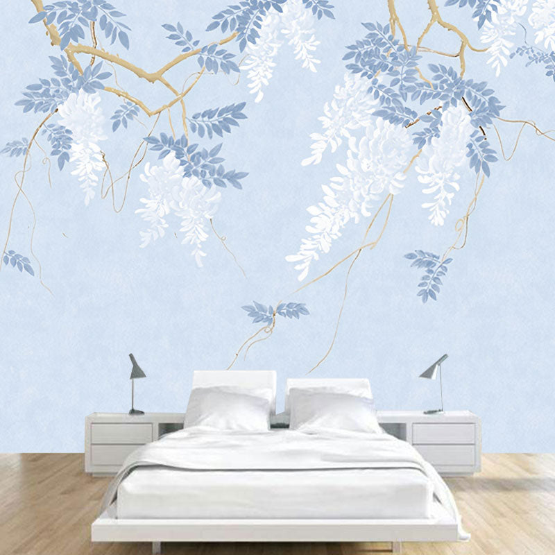 Full Size Illustration Leaves Mural Wallpaper for Bedroom Decor in Neutral Color, Custom-Printed Clearhalo 'Wall Decor' 'Wall Mural' 1036851