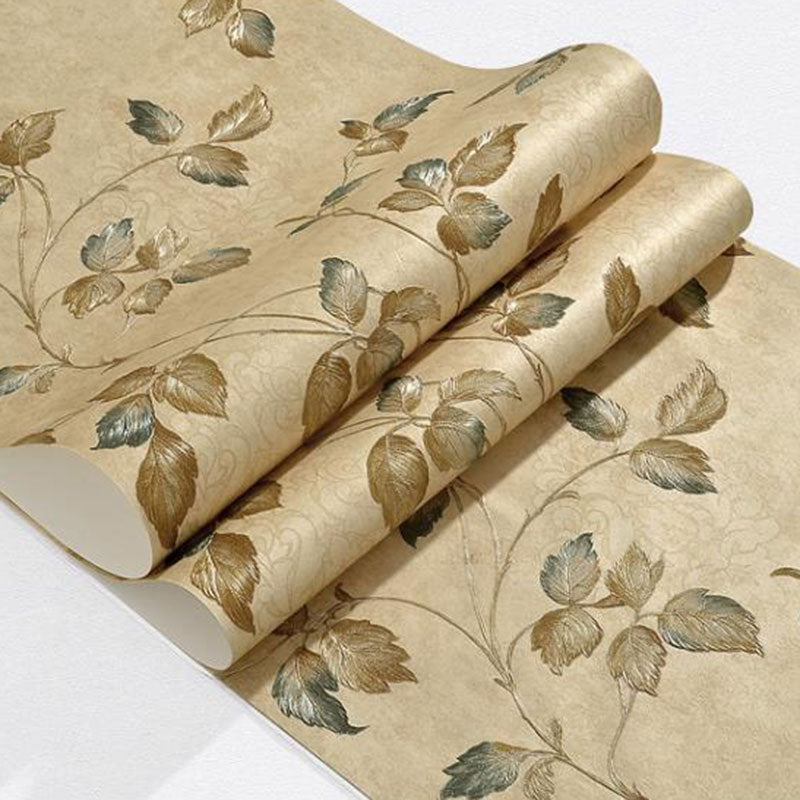 Countryside Embossed Leaves Wall Art in Natural Color Bedroom Decorative Wallpaper Roll, 33' x 20.5