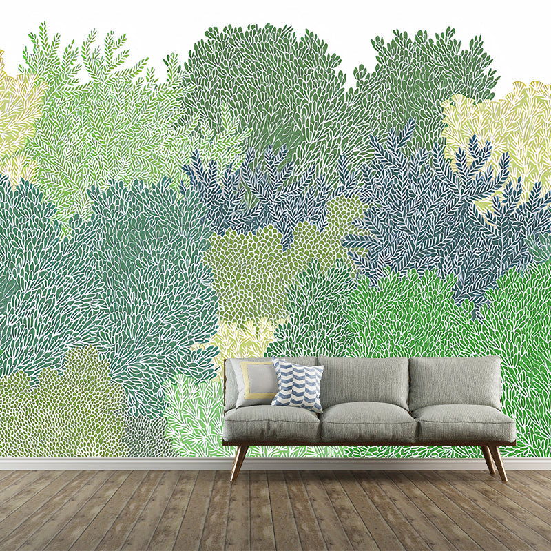 Large Watercolors of Trees Mural for Children Plants Wall Covering in Soft Color, Water-Resistant Clearhalo 'Wall Decor' 'Wall Mural' 1041324