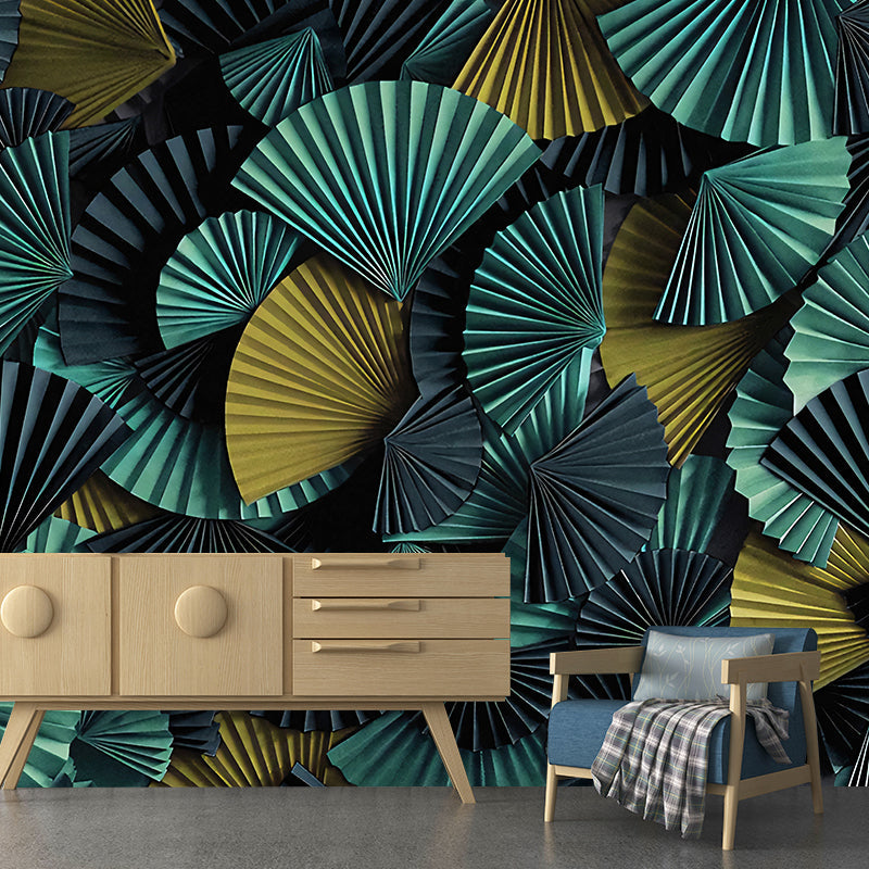 Moisture-Resistant Pleated Fan Mural Wallpaper for Accent Wall Asia Inspired Wall Art, Custom-Printed Clearhalo 'Wall Decor' 'Wall Mural' 1041364