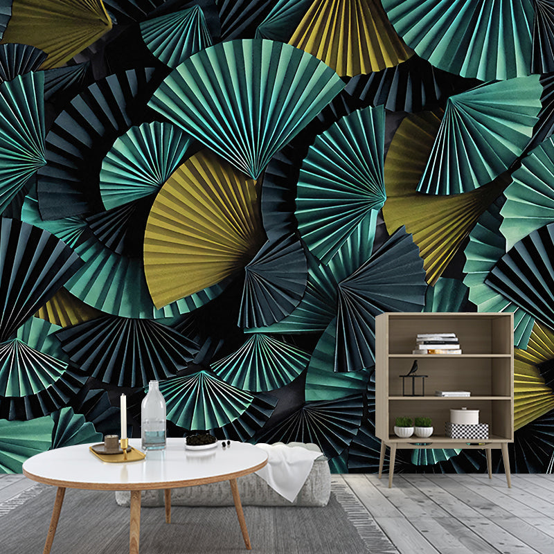 Moisture-Resistant Pleated Fan Mural Wallpaper for Accent Wall Asia Inspired Wall Art, Custom-Printed Clearhalo 'Wall Decor' 'Wall Mural' 1041365