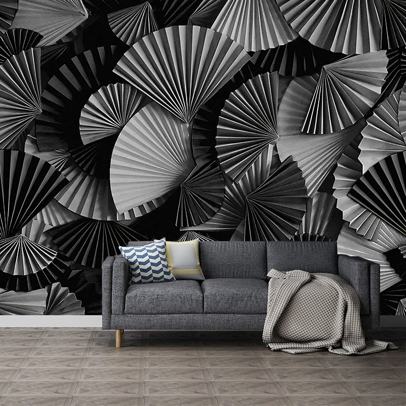 Moisture-Resistant Pleated Fan Mural Wallpaper for Accent Wall Asia Inspired Wall Art, Custom-Printed Clearhalo 'Wall Decor' 'Wall Mural' 1041369