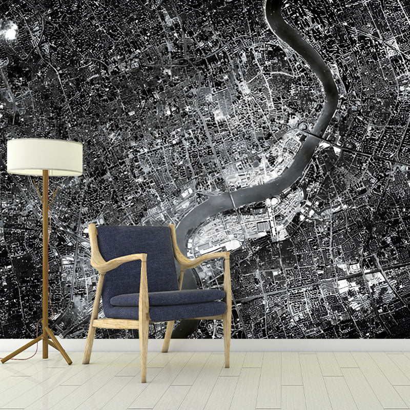 Original Star Map Wall Mural in Black Home Decorative Wall Covering, Custom Size Available Clearhalo 'Wall Decor' 'Wall Mural' 1041412