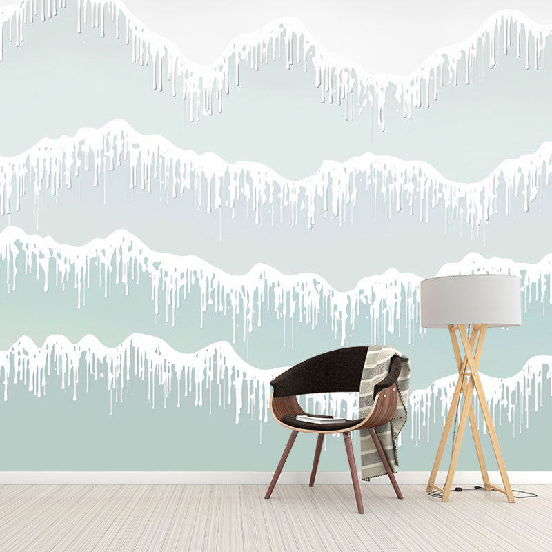 Big Mountain Mural Wallpaper in Grey and White Non-Woven Fabric Wall Covering, Made to Measure Light Gray-White Clearhalo 'Wall Decor' 'Wall Mural' 1041561