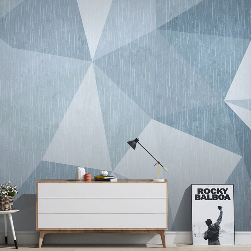 Simplicity Color Block Mural Wallpaper for Accent Wall, Custom-Made Wall Covering in Grey and Blue Gray-Blue Clearhalo 'Wall Decor' 'Wall Mural' 1041581