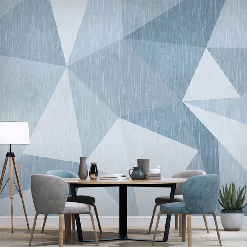 Simplicity Color Block Mural Wallpaper for Accent Wall, Custom-Made Wall Covering in Grey and Blue Clearhalo 'Wall Decor' 'Wall Mural' 1041582