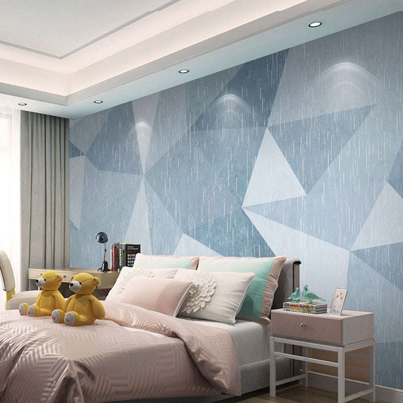 Simplicity Color Block Mural Wallpaper for Accent Wall, Custom-Made Wall Covering in Grey and Blue Clearhalo 'Wall Decor' 'Wall Mural' 1041583