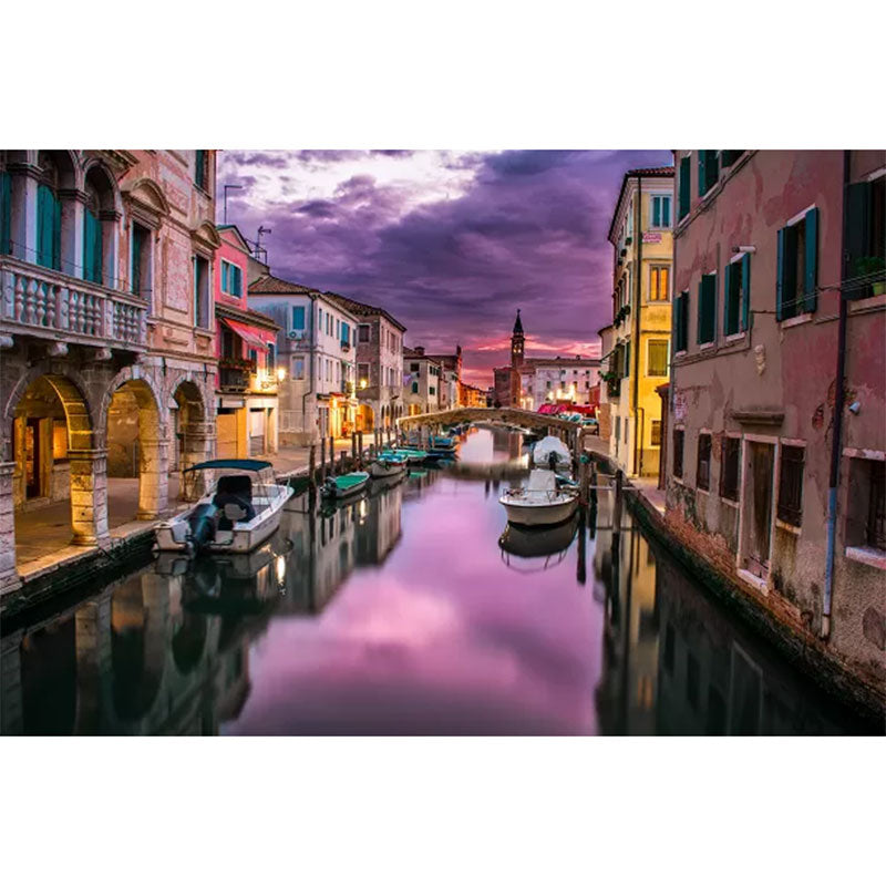 Enormous Photo Style Minimalist Mural Wallpaper for Home Decoration with Venice Design in Purple Clearhalo 'Wall Decor' 'Wall Mural' 1041644