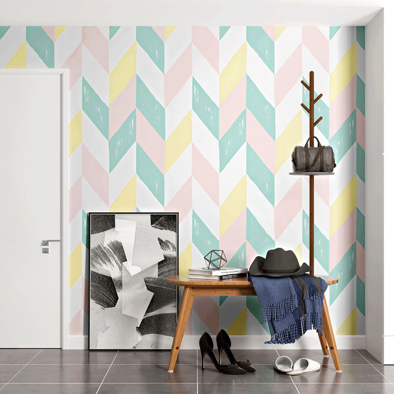 Decorative Chevron Wall Covering Non-Woven Fabric Nordic Wallpaper Roll for Home Decoration Clearhalo 'Modern wall decor' 'Modern' 'Wallpaper' Wall Decor' 1041900